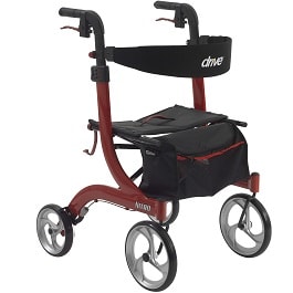 Nitro Euro Style Walker Rollator Red 300 Lbs Cap in Houston TX by Drive Medical