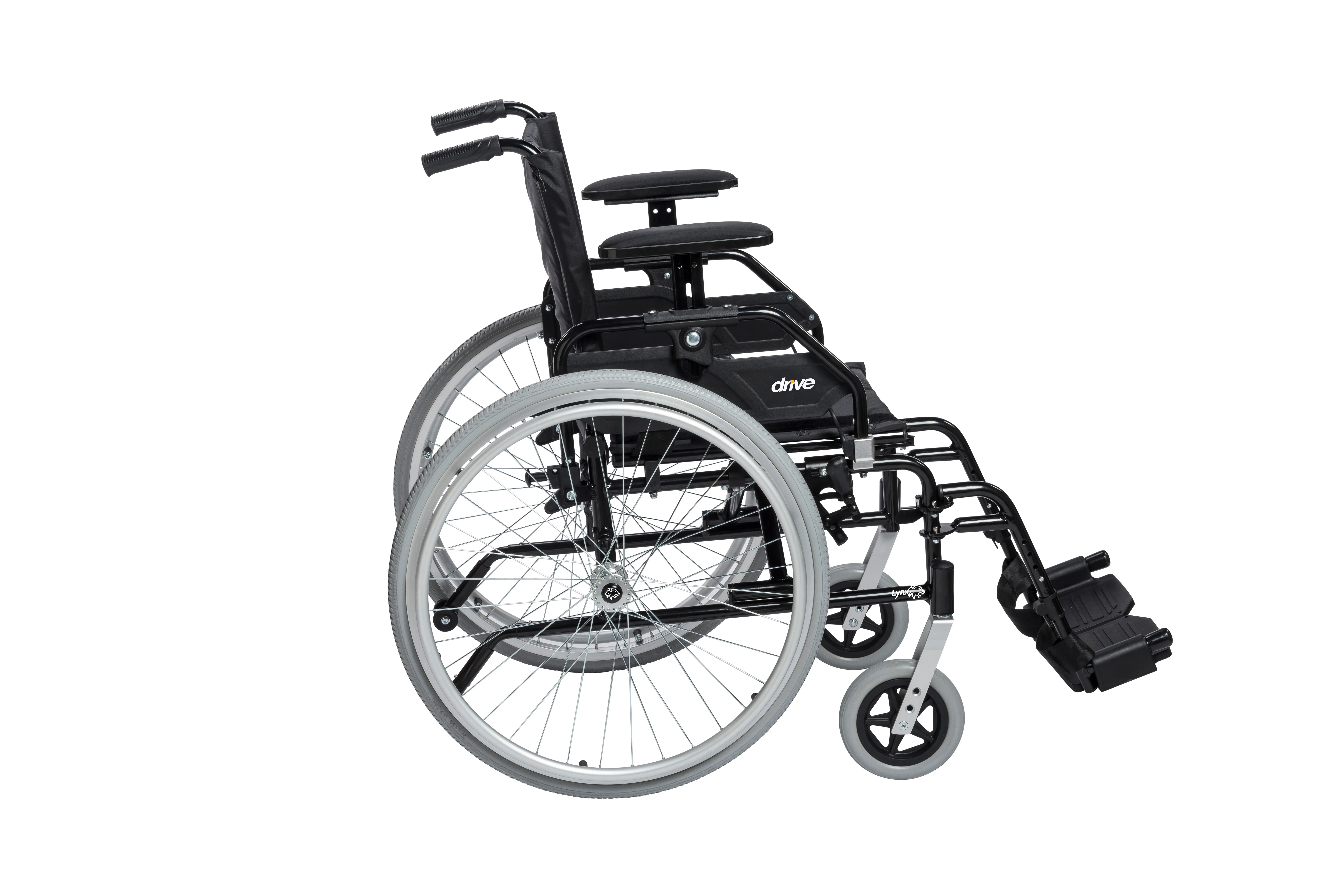 18 inches wide drive medical lynx ultra lightweight wheelchair flip back desk arms and swing away footrests — photo 4 of 6