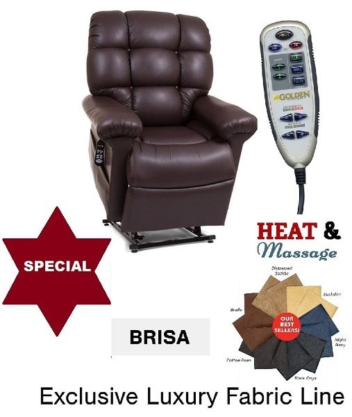 Deluxe Cloud Classic Sleeper Zero Gravity Lift Chair Heat Massage in Brisa Fabric in Houston TX by Golden Technologies — photo 2 of 6